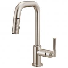 Brizo 63953LF-SS - Litze® Pull-Down Prep Faucet with Square Spout - Knurled Handle