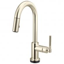 Brizo 64943LF-PN - Litze® Smarttouch Pull-Down Prep Faucet with Arc Spout - Knurled Handle