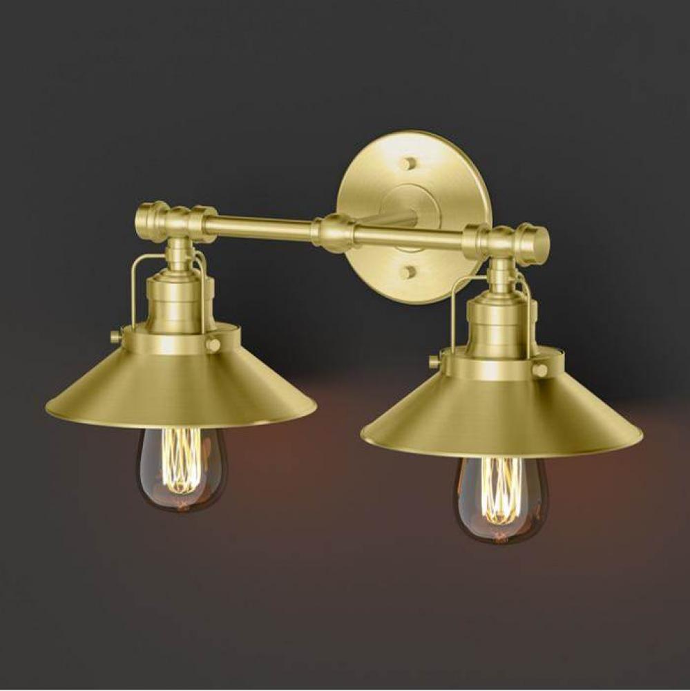 Modern Frmhs Metal Dbl Sconce Brsh Brass