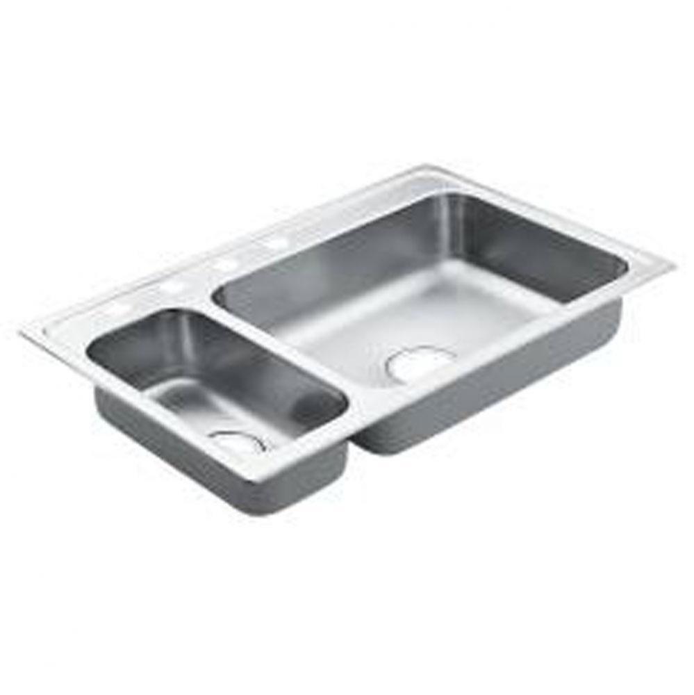 33&apos;&apos;x22&apos;&apos; stainless steel 20 gauge double bowl drop in sink