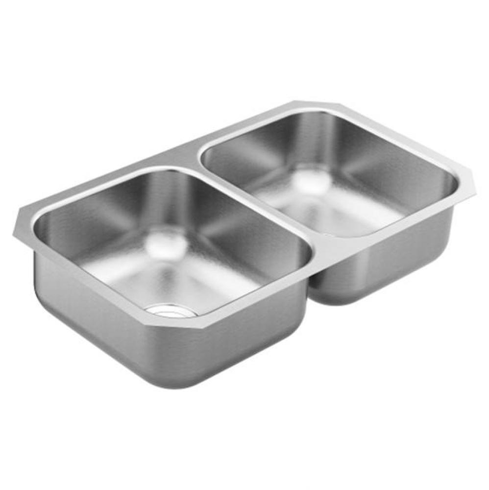 31.75 x 18.25 stainless steel 18 gauge double bowl sink