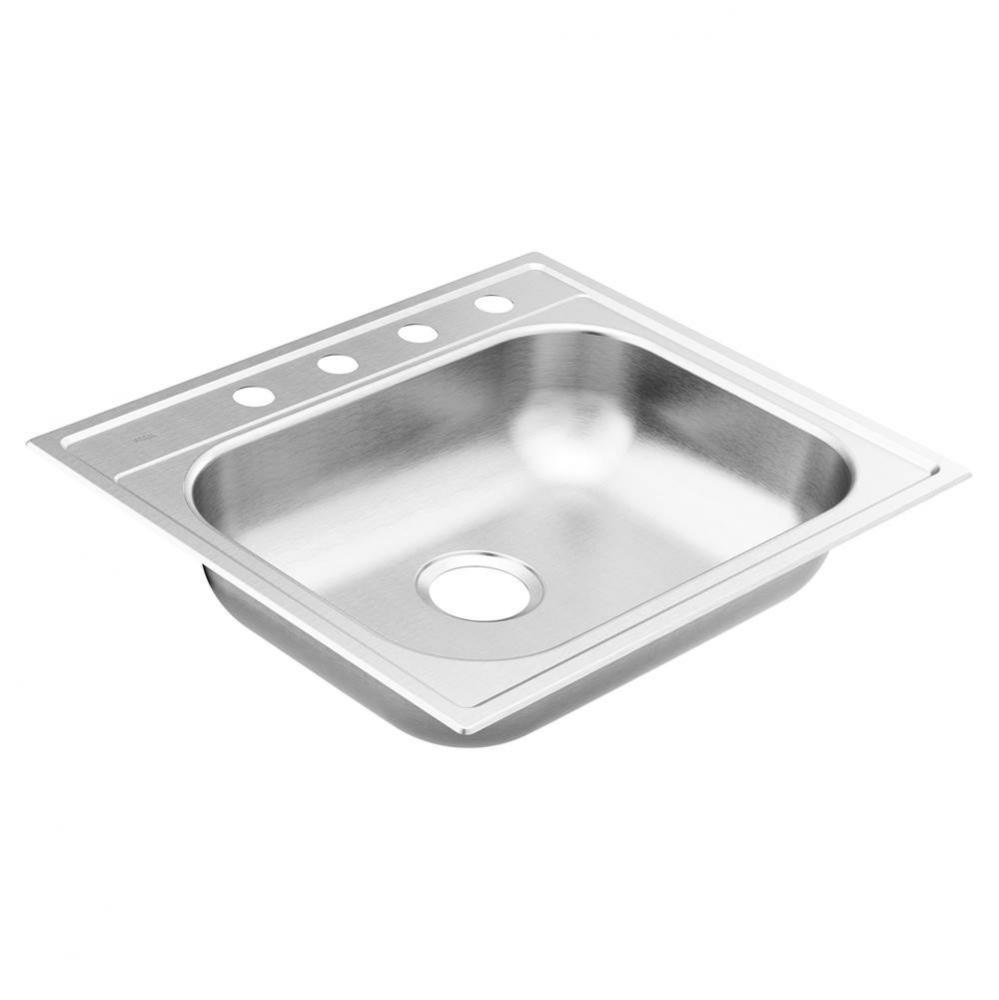 2000 Series 25-inch 20 Gauge Drop-in Single Bowl Stainless Steel Kitchen Sink, Rear Drain, Featuri