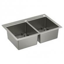 Moen GS182072B - 33''x22'' Double Bowl Stainless Steel 18 Gauge Dualmount Sink