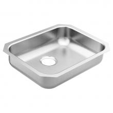 Moen GS18195B - 1800 Series 23.5-inch 18 Gauge Undermount Single Bowl Stainless Steel Kitchen Sink, Rear Drain