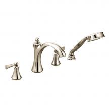 Moen T654NL - Wynford 2-Handle Deck-Mount Roman Tub Faucet with Handshower in Polished Nickel (Valve Sold Separa