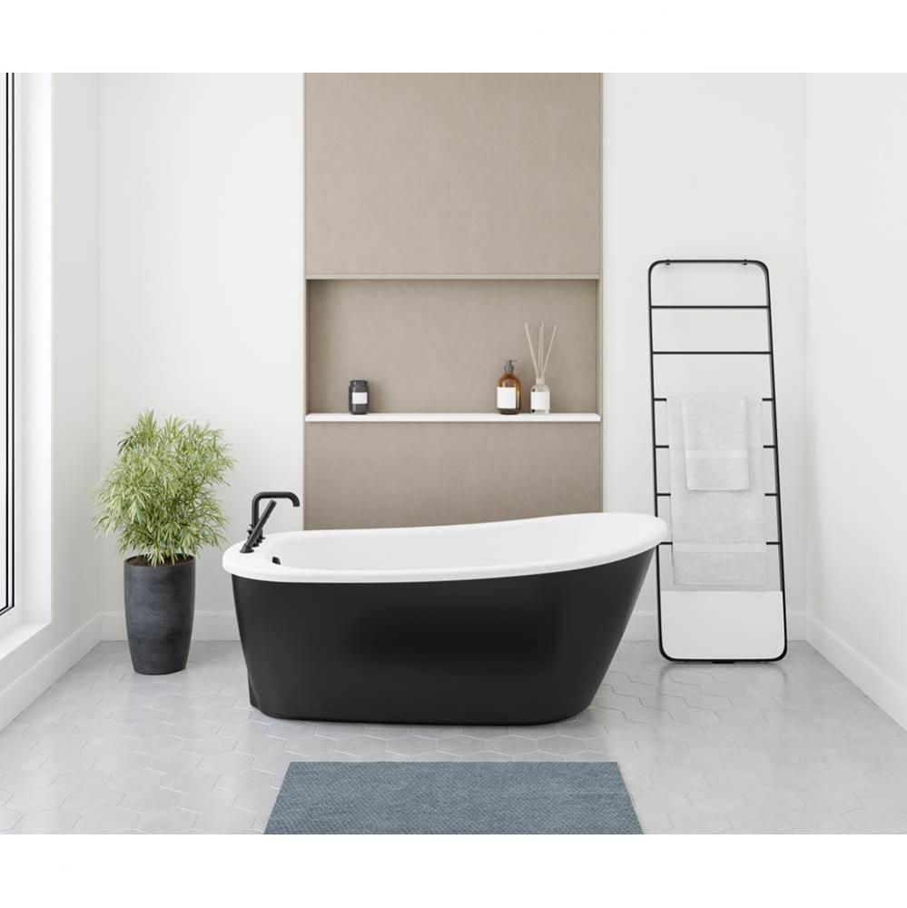 Sax AcrylX Freestanding End Drain Bathtub in White with Black Skirt