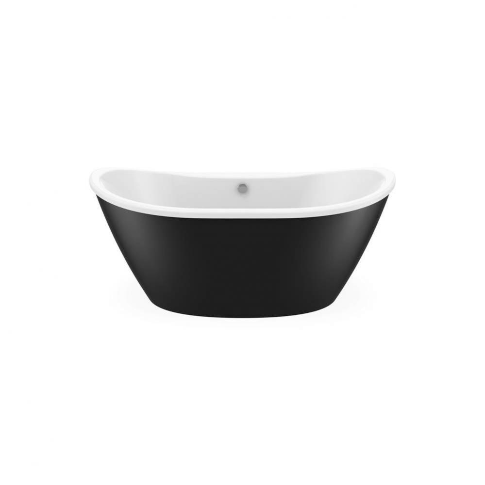 Delsia 6032 AcrylX Freestanding Center Drain Bathtub in White with Black Skirt