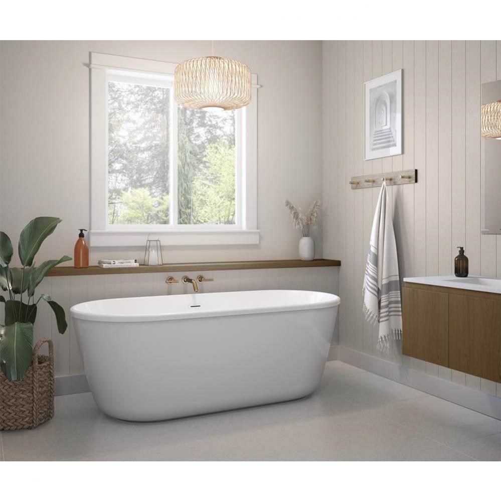 Golan 6429 AcrylX Freestanding Center Drain Bathtub in White with White Skirt