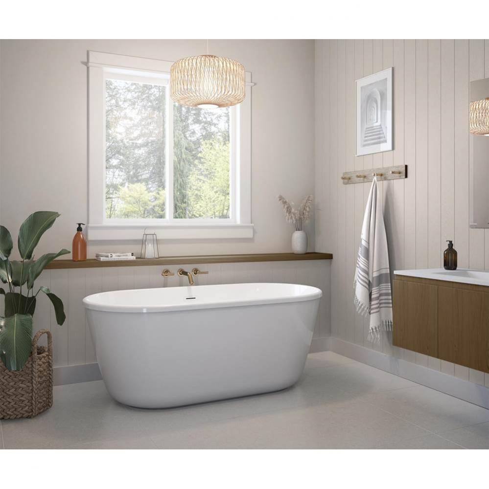 Golan 5829 AcrylX Freestanding Center Drain Bathtub in White with White Skirt