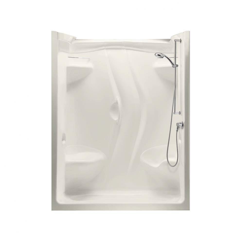 Stamina 60-II 59.5 in. x 35.75 in. x 76.375 in. 1-piece Shower with Two Seats, Right Drain in Bisc