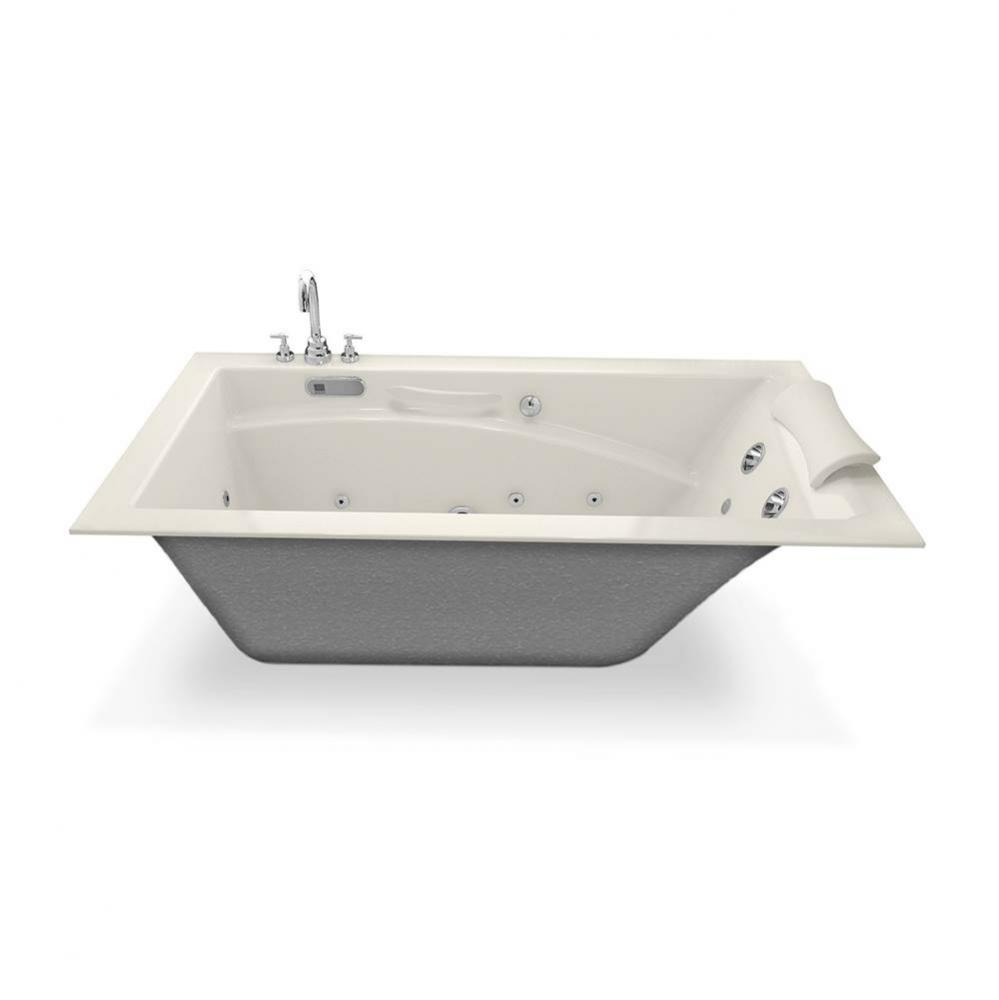 Optik 6636 Acrylic Alcove Left-Hand Drain Combined Hydrofeel &amp; Aerofeel Bathtub in Biscuit