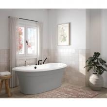 Maax 105744-000-001-103 - Ella Sleek 66 x 36 Acrylic Freestanding Center Drain Bathtub in White with Sterling Silver Skirt