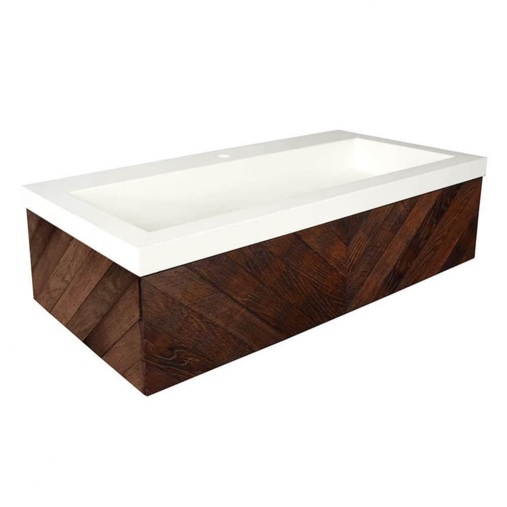 36&apos;&apos; Cabernet Floating Vanity with NativeStone Trough in Earth