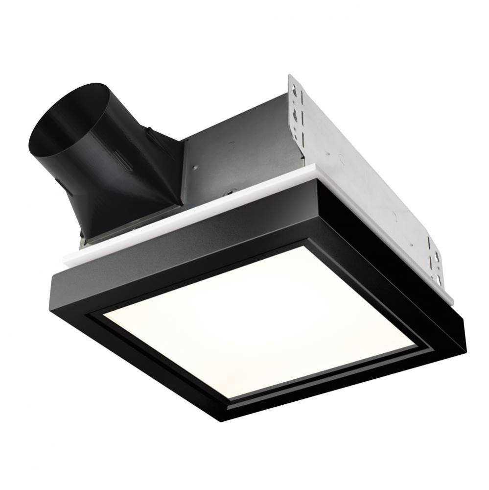 110 CFM Decorative Bathroom Exhaust Fan with LED Light and Matte Black Trim, ENERGY STAR&#xae; cer