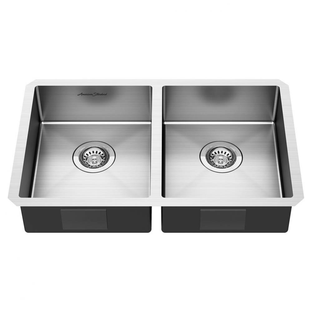 Pekoe&#xae; 29 x 18-Inch Stainless Steel Undermount Double-Bowl ADA Kitchen Sink