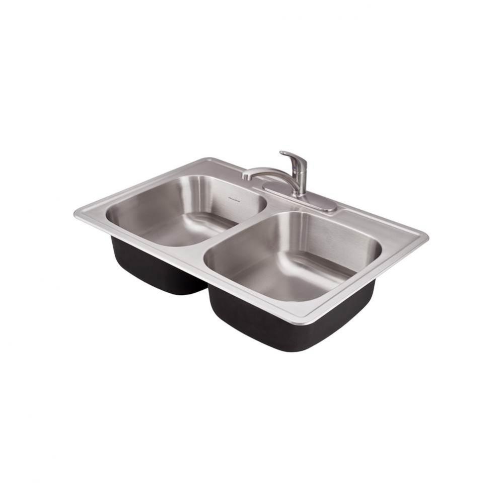 Colony&#xae; 33 x 22-Inch Stainless Steel 3-Hole Top Mount Double Bowl Kitchen Sink With Colony&#x