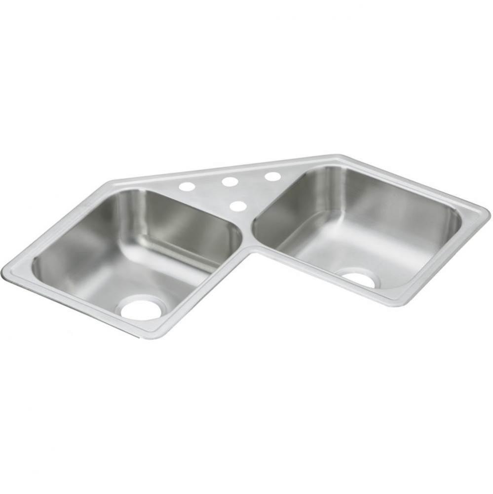 Dayton Stainless Steel 31-7/8&apos;&apos; x 31-7/8&apos;&apos; x 7&apos;&apos;, Equal Double Bowl