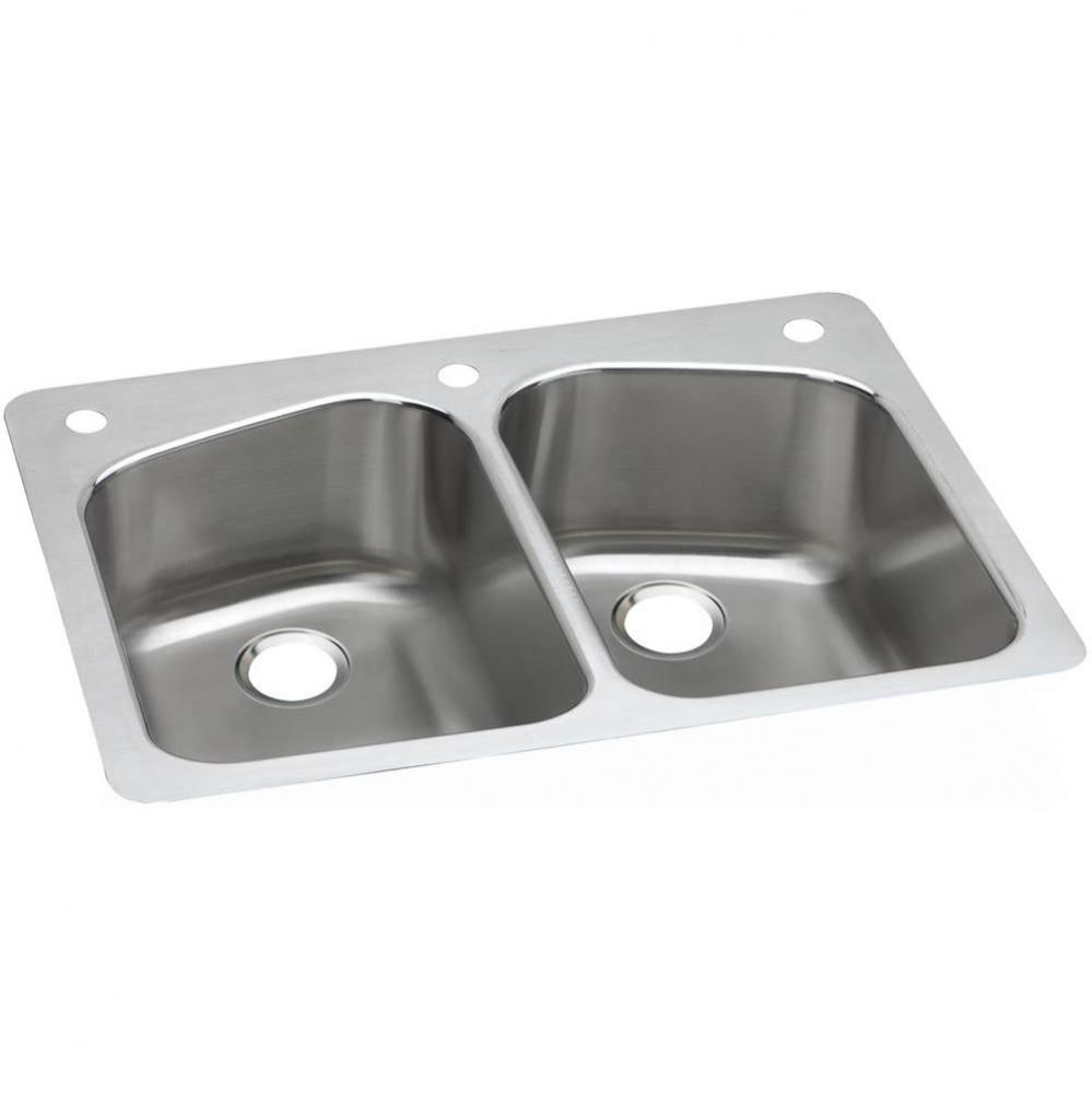 Dayton Stainless Steel 33&apos;&apos; x 22&apos;&apos; x 8&apos;&apos;, Equal Double Bowl Dual Mou