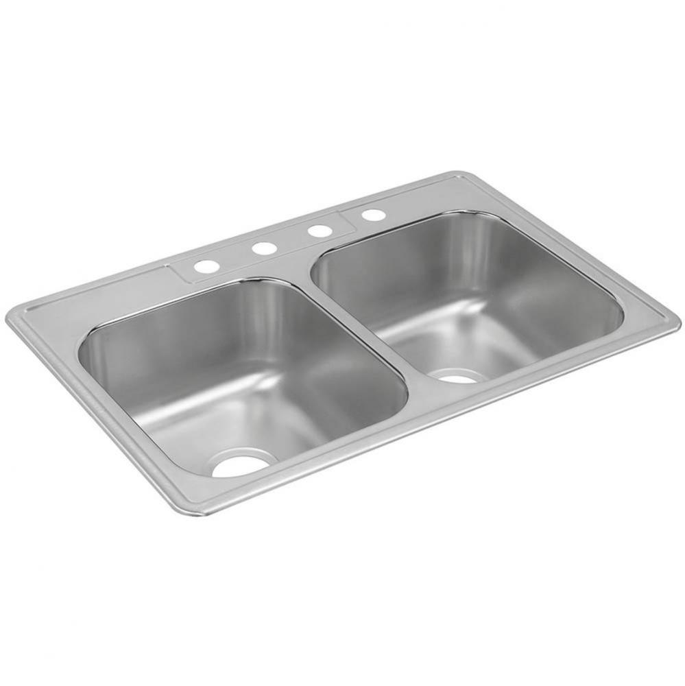 Dayton Stainless Steel 33&apos;&apos; x 22&apos;&apos; x 8-3/16&apos;&apos;, 5-Hole Equal Double B