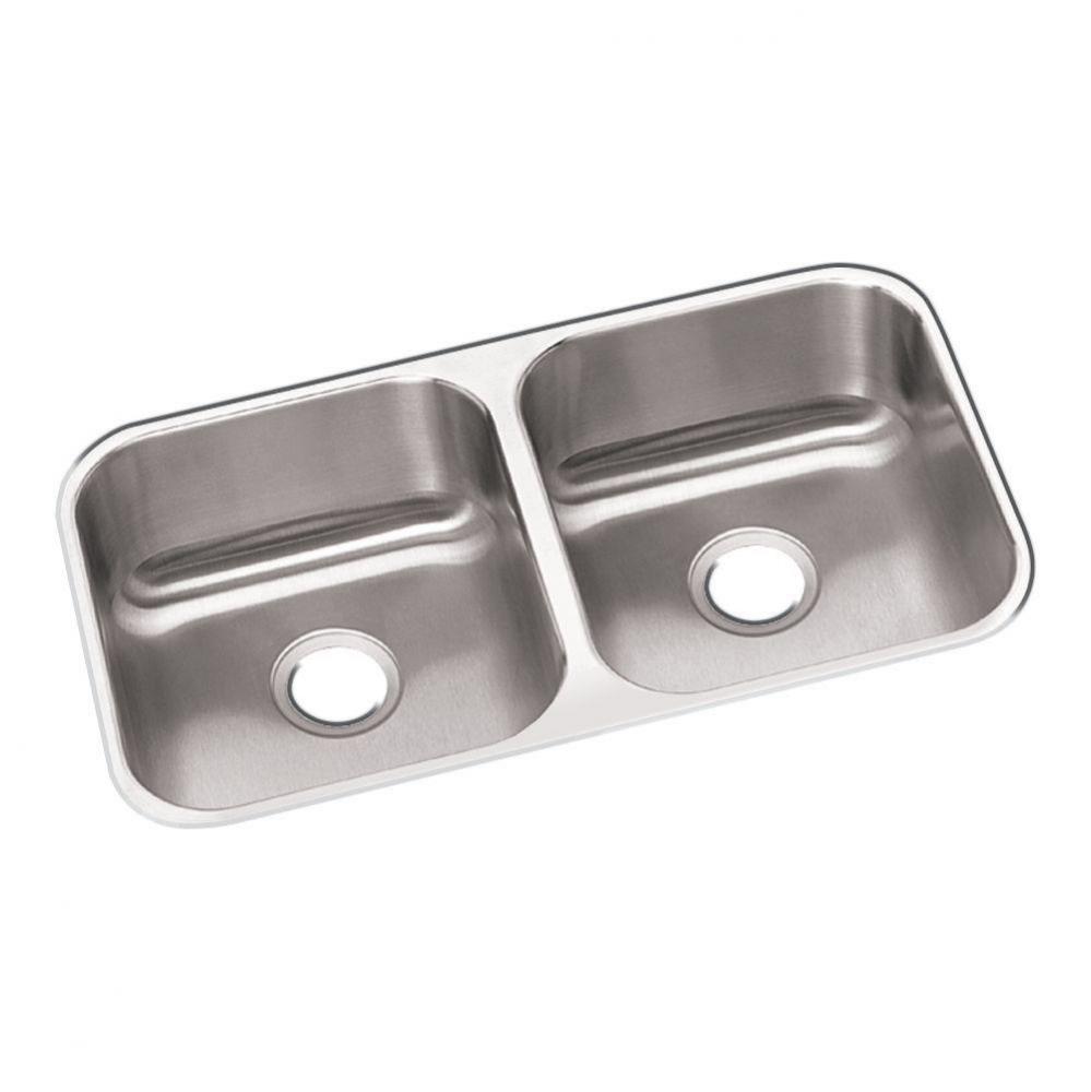 Dayton Stainless Steel 31-3/4&apos;&apos; x 18-1/4&apos;&apos; x 8&apos;&apos;, Equal Double Bowl