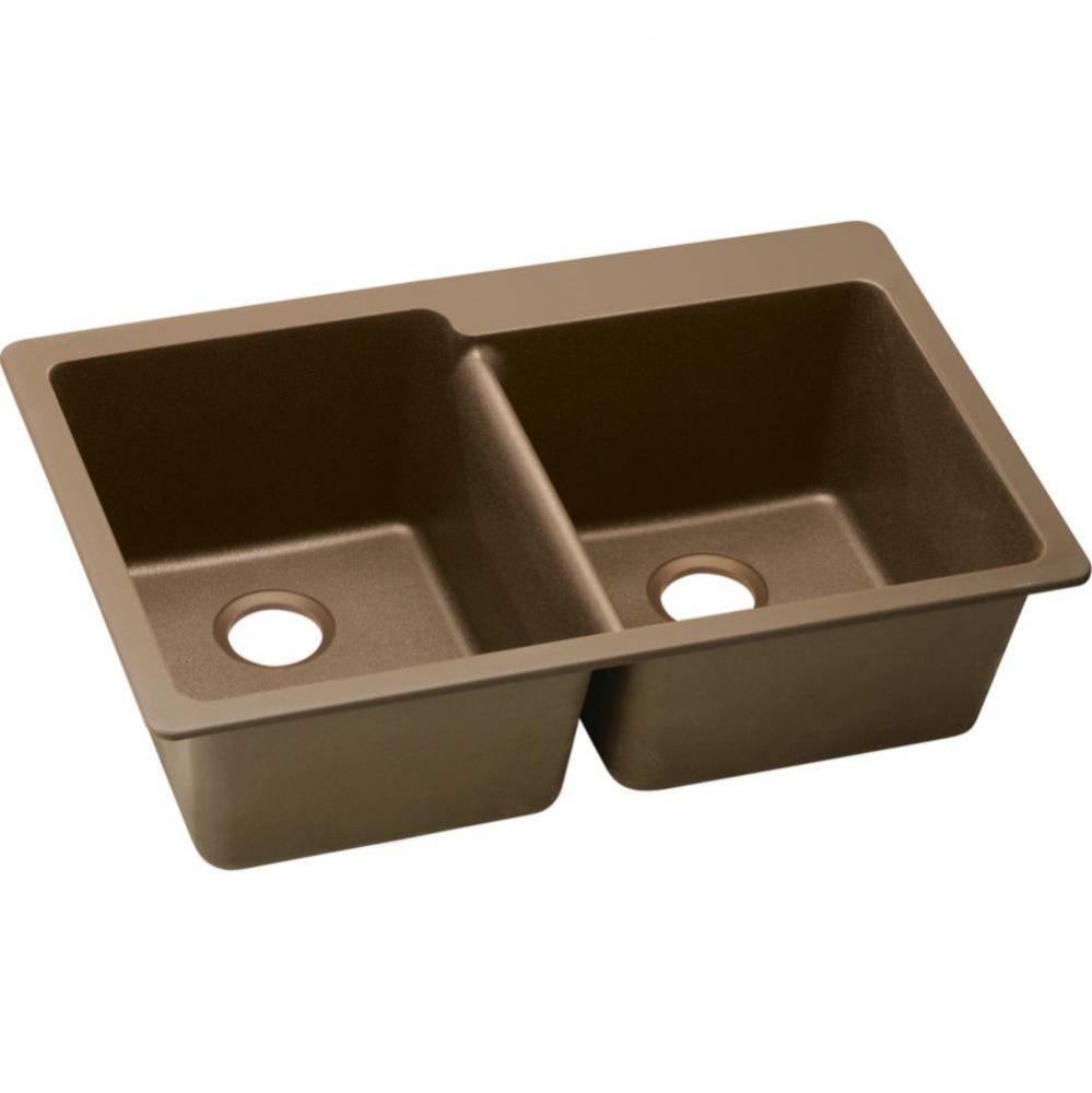 Quartz Classic 33&apos;&apos; x 22&apos;&apos; x 9-1/2&apos;&apos;, Offset Double Bowl Drop-in Sin