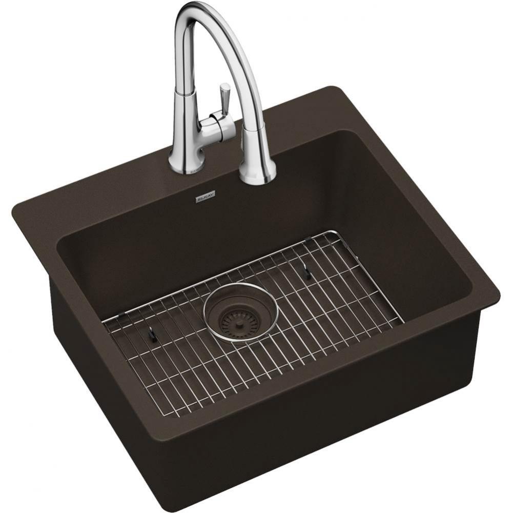 Quartz Classic 25&apos;&apos; x 22&apos;&apos; x 9-1/2&apos;&apos;, Single Bowl Drop-in Sink Kit w