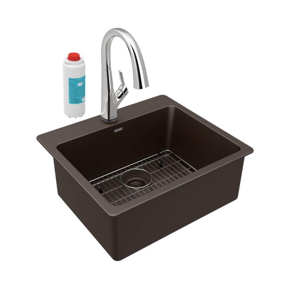 Quartz Classic 25&apos;&apos; x 22&apos;&apos; x 9-1/2&apos;&apos;, Single Bowl Drop-in Sink Kit w