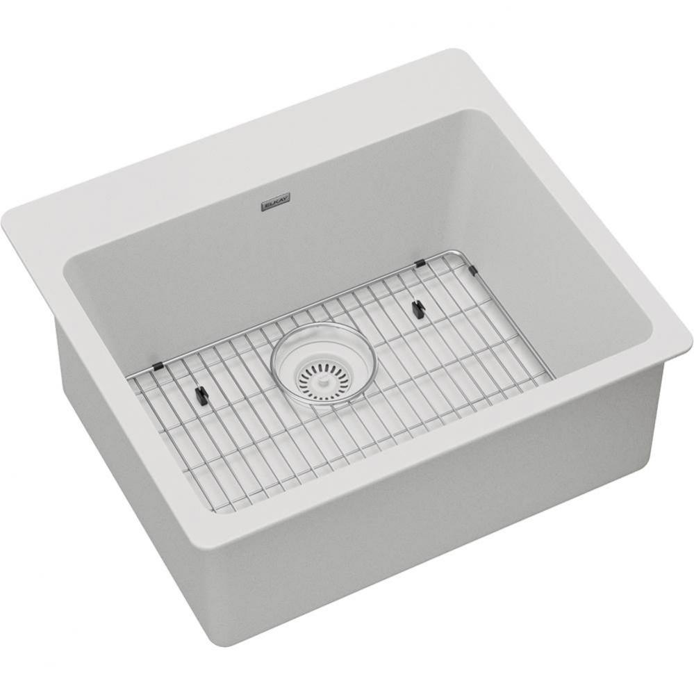 Quartz Classic 25&apos;&apos; x 22&apos;&apos; x 9-1/2&apos;&apos;, Single Bowl Drop-in Sink Kit,