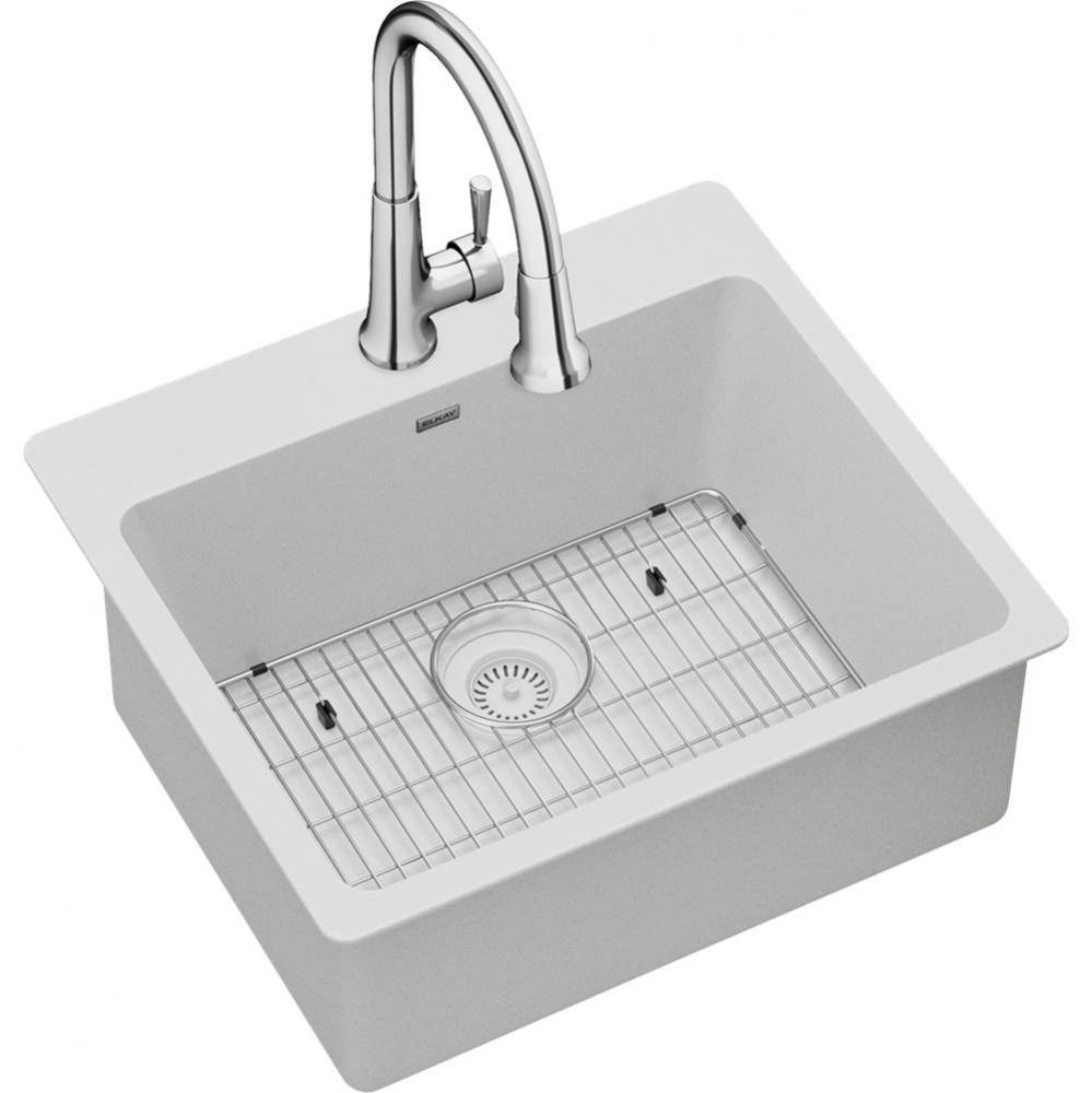 Quartz Classic 25&apos;&apos; x 22&apos;&apos; x 9-1/2&apos;&apos;, Single Bowl Drop-in Sink Kit w