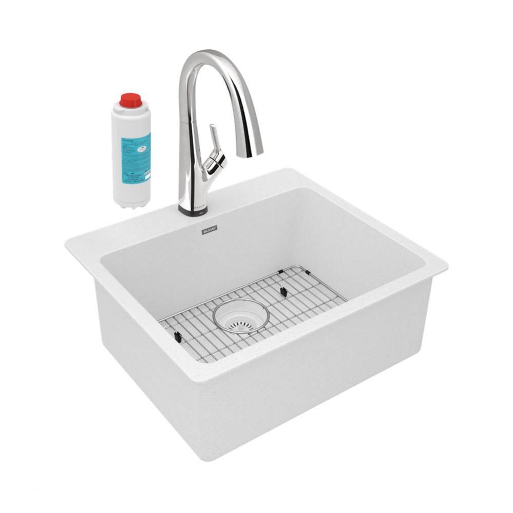 Quartz Classic 25&apos;&apos; x 22&apos;&apos; x 9-1/2&apos;&apos;, Single Bowl Drop-in Sink Kit w