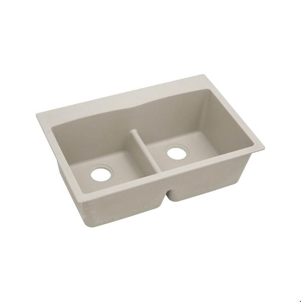 Quartz Classic 33&apos;&apos; x 22&apos;&apos; x 10&apos;&apos;, Equal Double Bowl Drop-in Sink wi