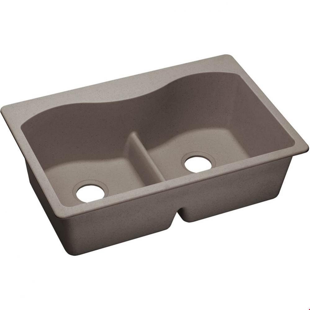 Quartz Classic 33&apos;&apos; x 22&apos;&apos; x 9-1/2&apos;&apos;, Equal Double Bowl Drop-in Sink