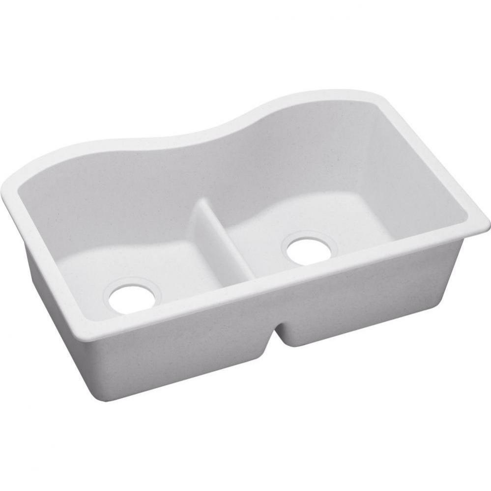 Quartz Classic 33&apos;&apos; x 20&apos;&apos; x 9-1/2&apos;&apos;, Equal Double Bowl Undermount S