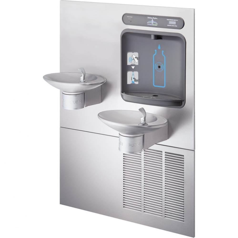 Halsey Taylor HydroBoost Bottle Filling Station, &amp; Integral OVL-II Fountain, Filtered 8 GPH St