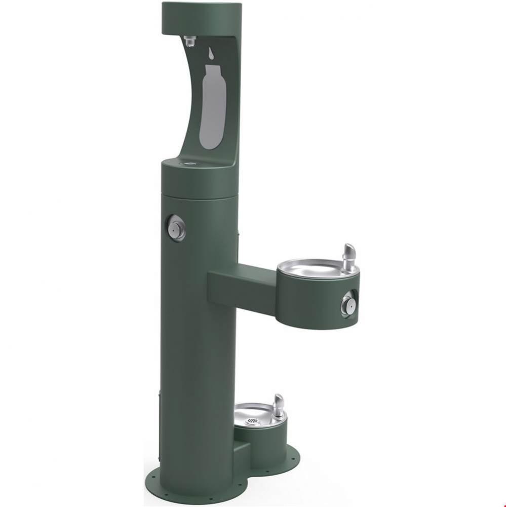 Outdoor ezH2O Upper Bottle Filling Station, Bi-Level Pedestal with Pet Station NonFilter, NonRefri