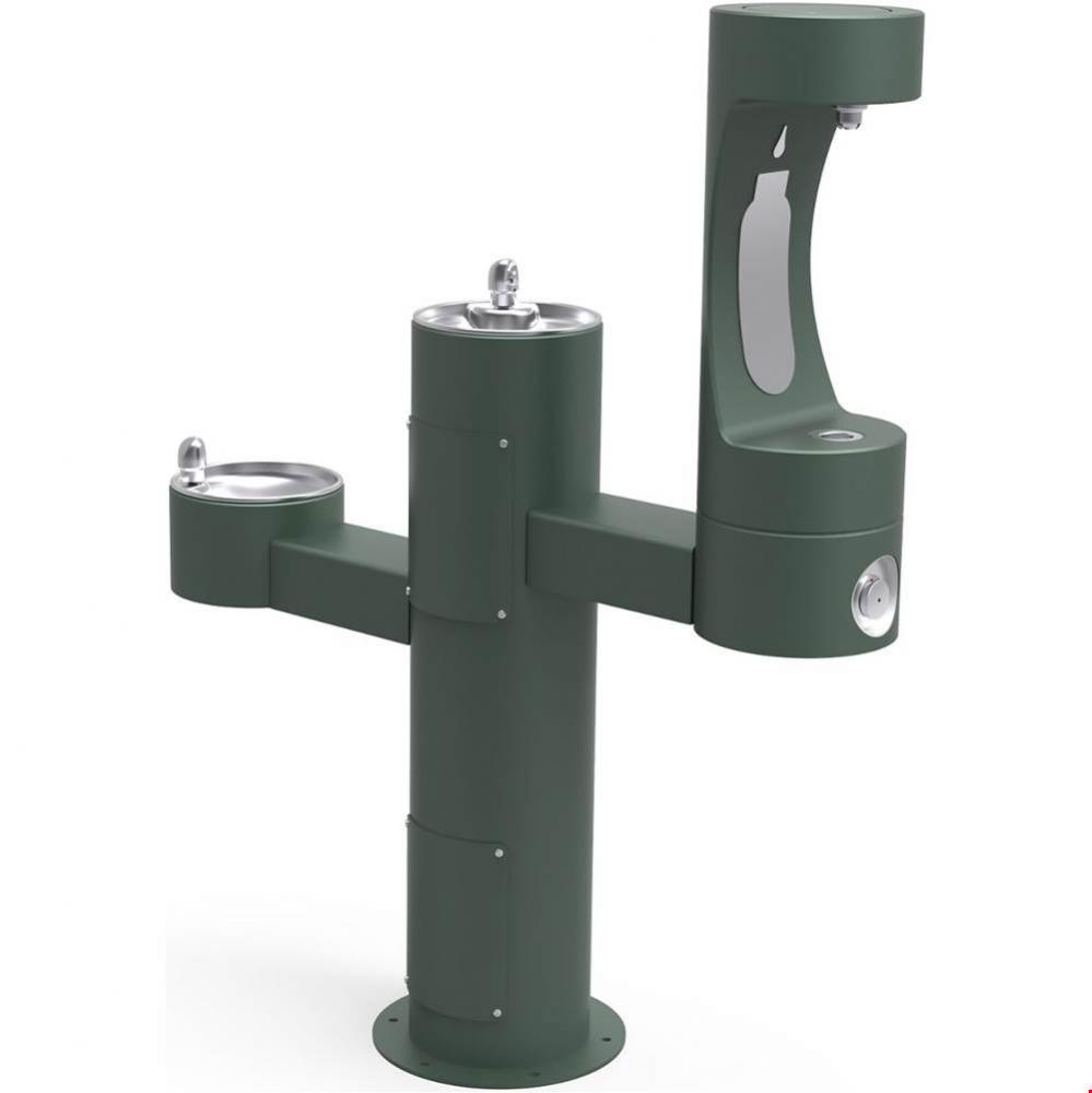 Outdoor ezH2O Middle Bottle Filling Station Tri-Level Pedestal, Non-Filtered Non-Refrigerated FR E