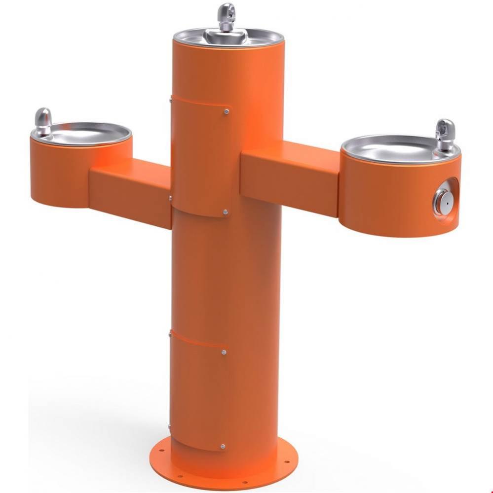 Outdoor Fountain Tri-Level Pedestal Non-Filtered, Non-Refrigerated Orange