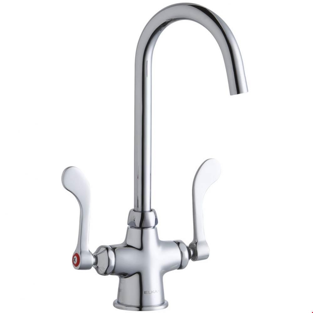 Single Hole with Concealed Deck Laminar Flow Faucet with 5&apos;&apos; Gooseneck Spout 4&apos;&apo