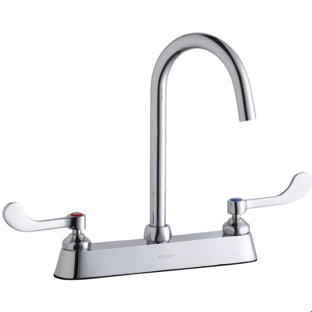 8&apos;&apos; Centerset with Exposed Deck Laminar Flow Faucet with 5&apos;&apos; Gooseneck Spout 4