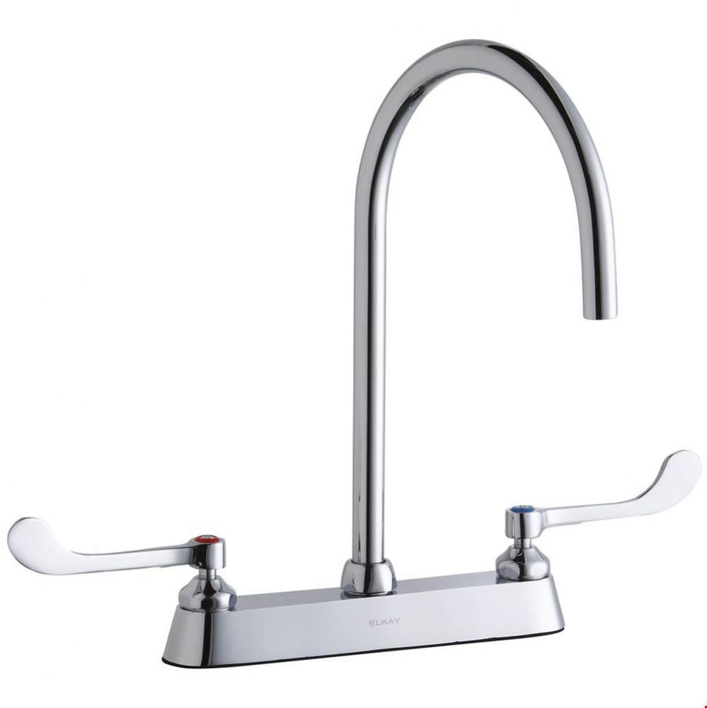 8&apos;&apos; Centerset with Exposed Deck Laminar Flow Faucet with 8&apos;&apos; Gooseneck Spout 6