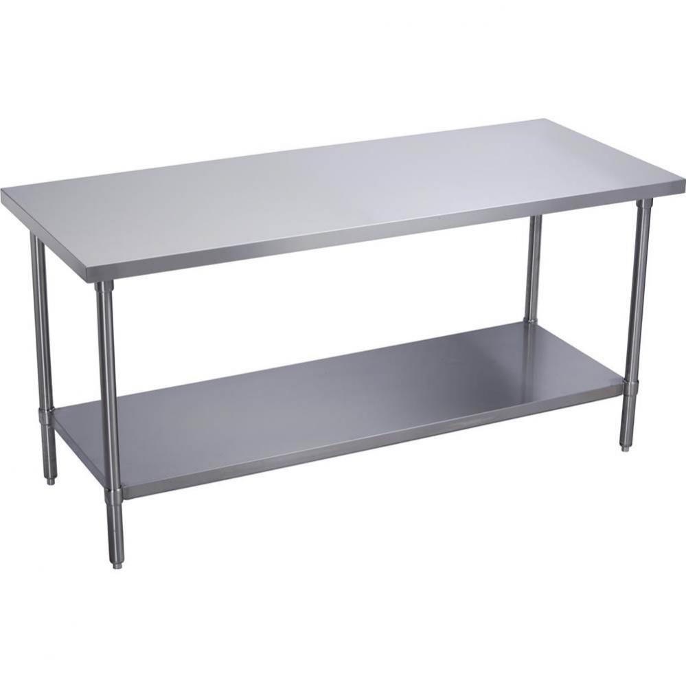 Stainless Steel 84&apos;&apos; x 30&apos;&apos; x 36&apos;&apos; 16 Gauge Flat Top Work Table with