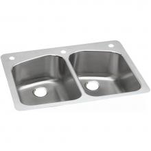 Elkay DPXSR233222L - Dayton Stainless Steel 33'' x 22'' x 8'', Equal Double Bowl Dual Mou