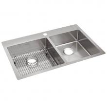 Elkay ECTSRO33229RTBG1 - Crosstown 18 Gauge Stainless Steel 33'' x 22'' x 9'', 1-Hole 60/40 D