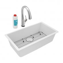 Elkay ELGRU13322WHFLC - Quartz Classic 33'' x 18-7/16'' x 9-7/16'', Single Bowl Undermount S