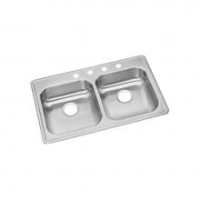 Elkay GE233213 - Dayton Stainless Steel 33'' x 21-1/4'' x 5-3/8'', 3-Hole Equal Doubl