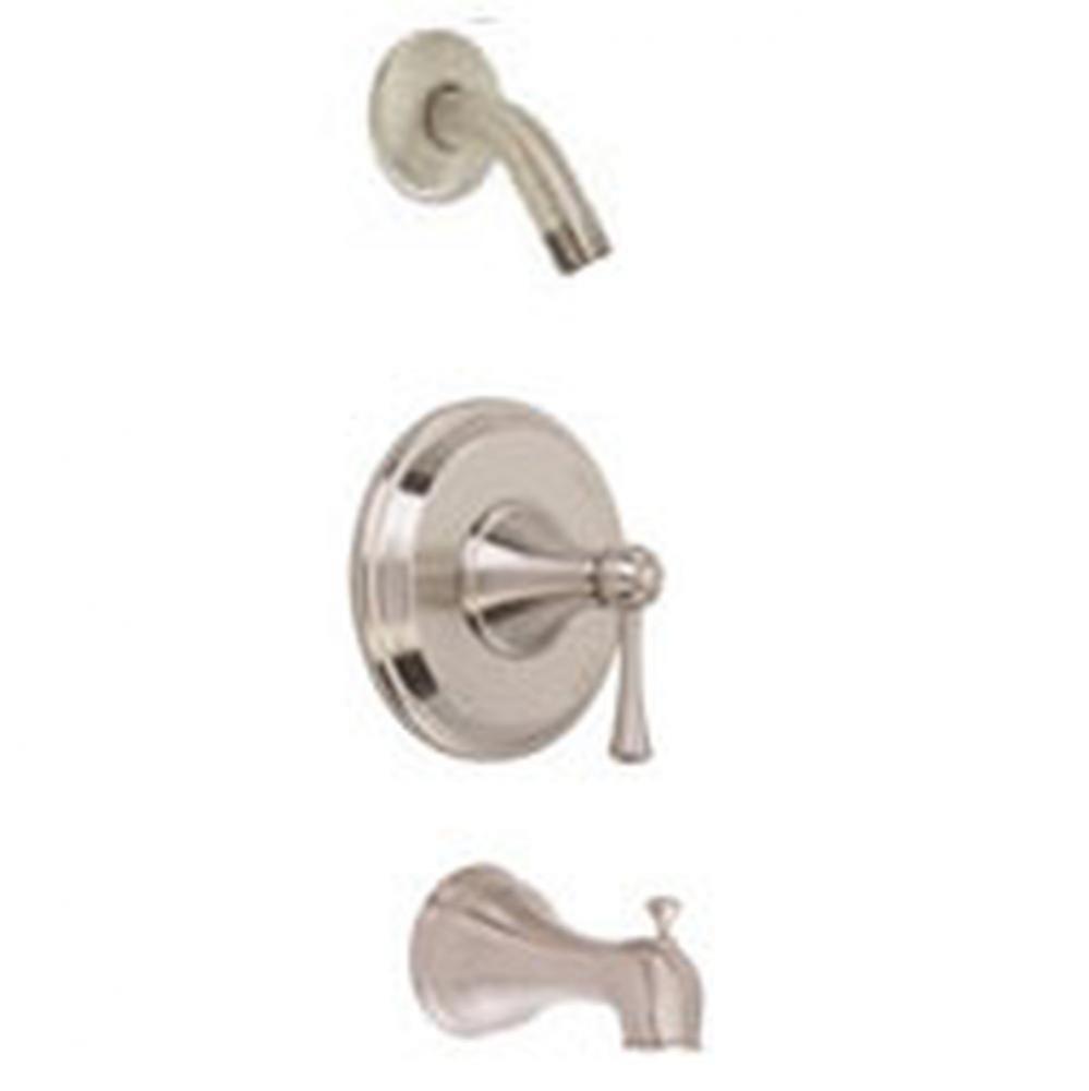 Carol Stream 1H Tub &amp; Shower Trim Kit w/ Diverter on Spout Less Showerhead Brushed Nickel