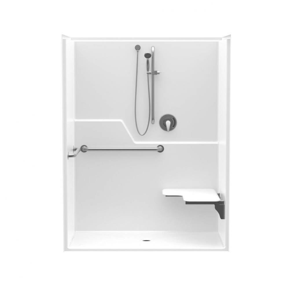 16036BFLP 57 x 31 AcrylX Alcove Center Drain One-Piece Shower in White