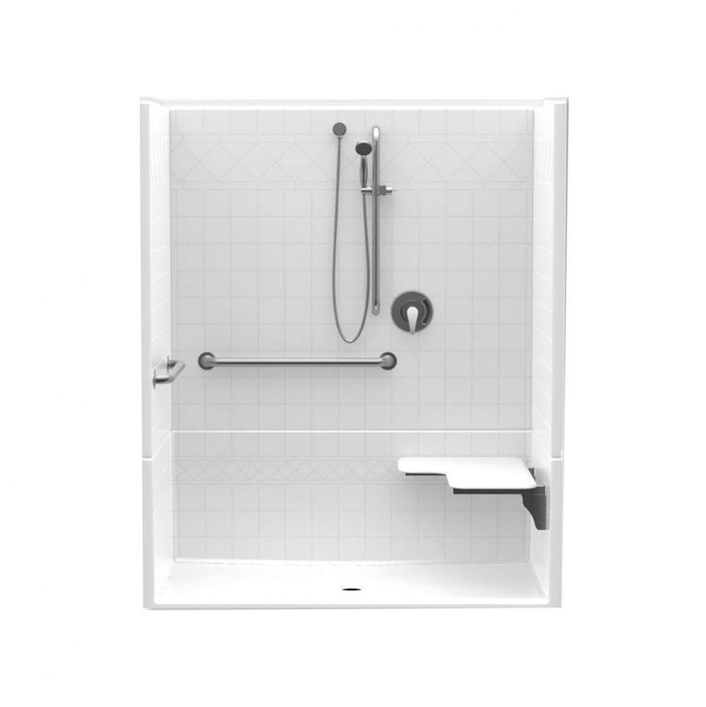 F1604P 60 x 34 AcrylX Alcove Center Drain Four-Piece Shower in White