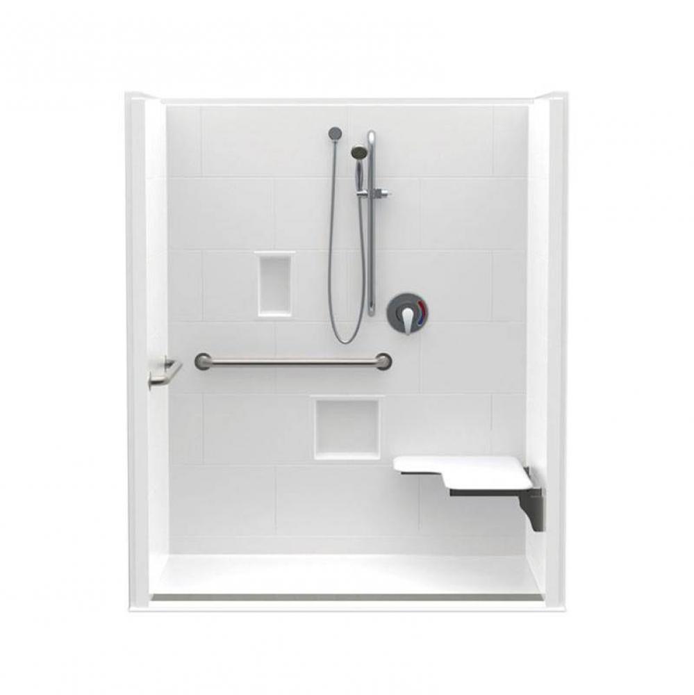 16036BFSBTTR 60 x 36 AcrylX Alcove Center Drain One-Piece Shower in White