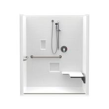 Aquatic AC003541-X2LBSR-WH - 16036BFSCTTR 60 x 36 AcrylX Alcove Center Drain One-Piece Shower in White